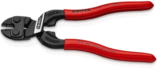 Knipex KNIPEX CoBolt® S Cortador de Parafusos Compacto com Rebaixo na Lâmina, preto atramentado, revestido com plástico 160 mm