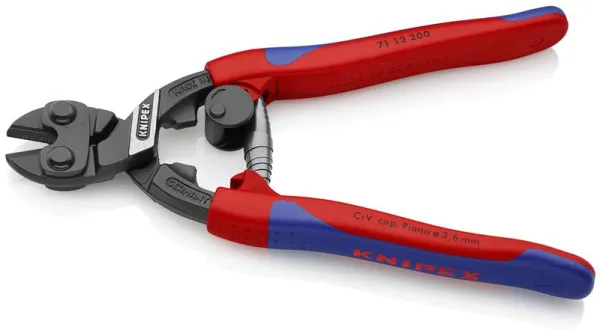 Knipex CoBolt® Cortador de Parafusos Compacto preto atramentado, com cabo fino de múltiplos componentes 200 mm