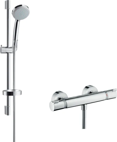 Hansgrohe Croma 100 conjunto de chuveiro com misturador termostático Ecostat Comfort, cromado