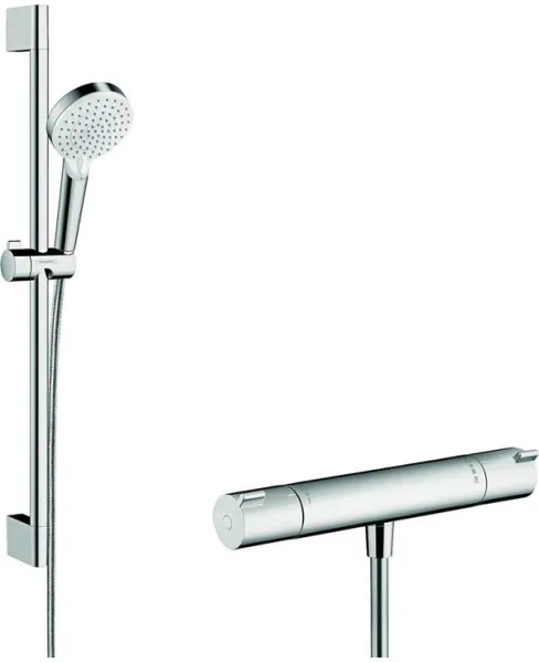 Hansgrohe Crometta Vario conjunto de chuveiro com termostato Ecostat 1001 CL, branco/cromado