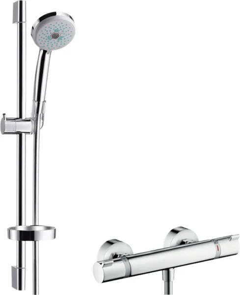 Hansgrohe Croma 100 conjunto de chuveiro com misturador termostático Ecostat Comfort, cromado