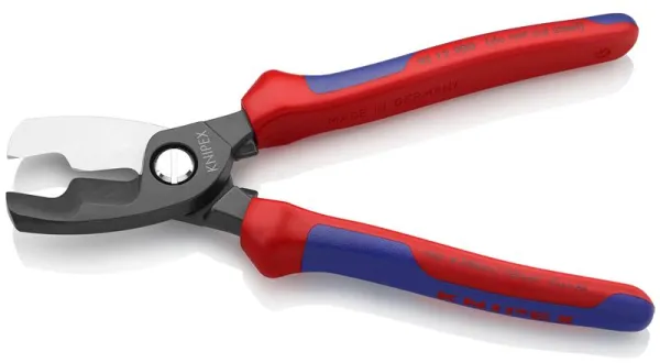 Tesoura de cabos Knipex com lâmina dupla brunida, com cabo multicomponente 200 mm