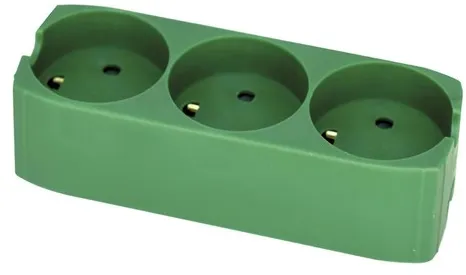 Gripo régua de energia com 3 tomadas e aterramento, Verde